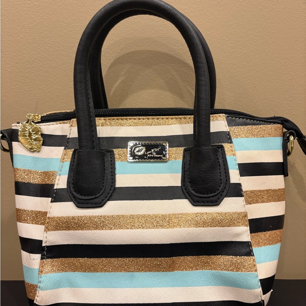 🍀Luv Betsey by Betsey Johnson striped mini satchel